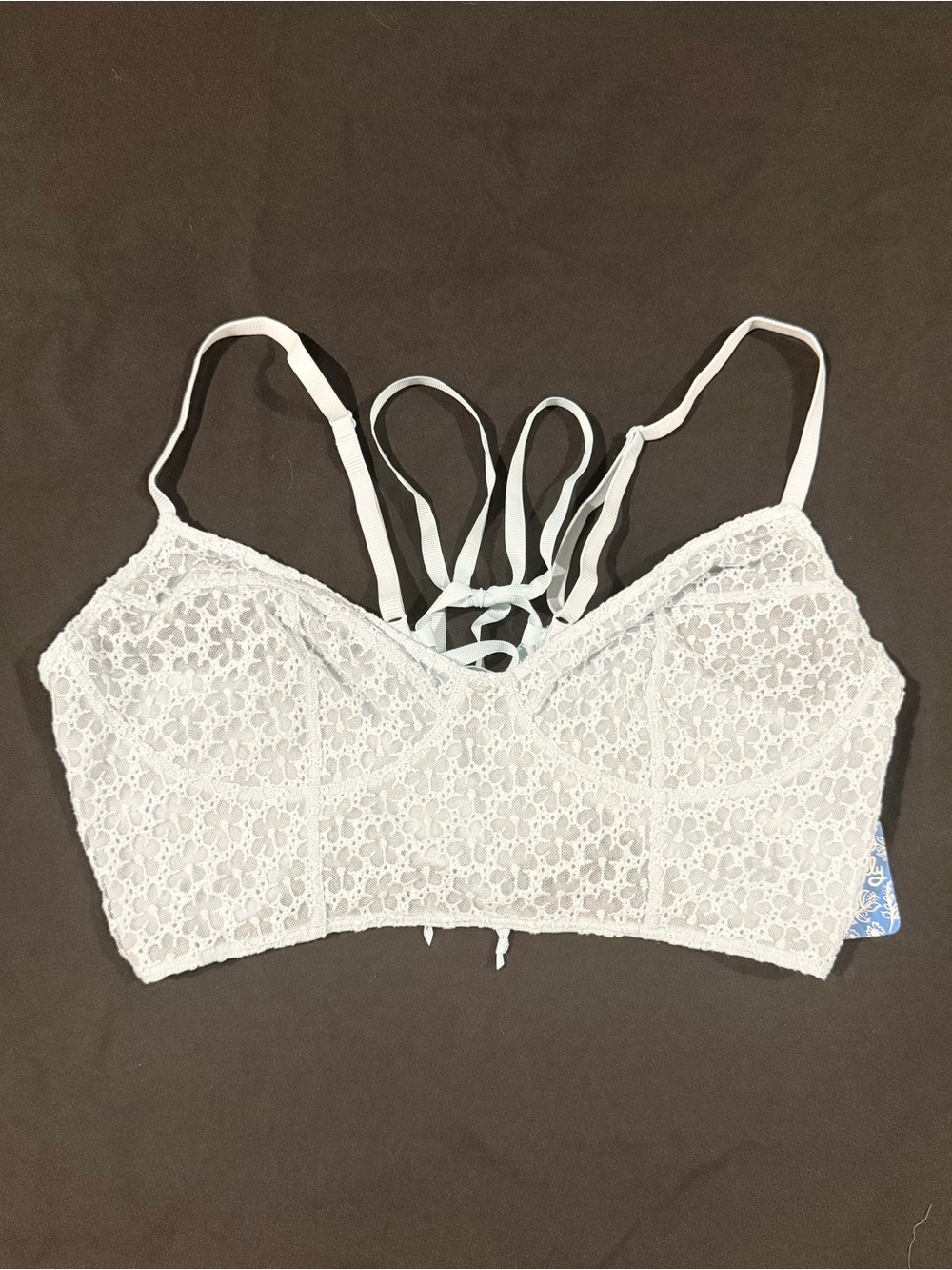 Blue Lace-up Corset Style Bralette